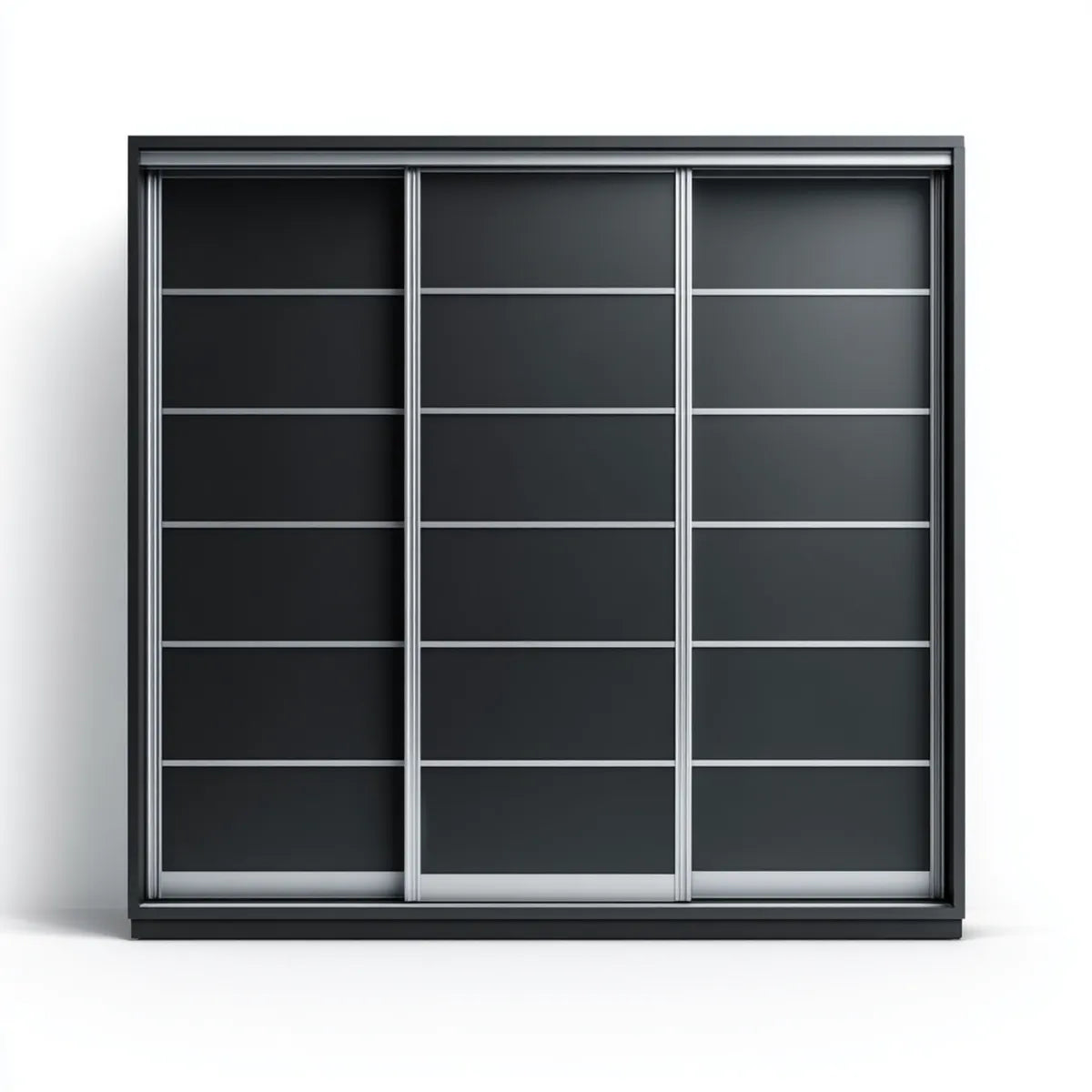 Schwebetürenschrank Schwarz 250 x 60 x 220 cm aus Spanplatte und Aluminium Rechteckig