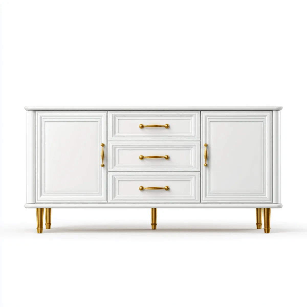 Sideboard Weiß 160 x 40 x 90 cm aus MDF mit 3 Schubladen und 2 Türen Rechteckig