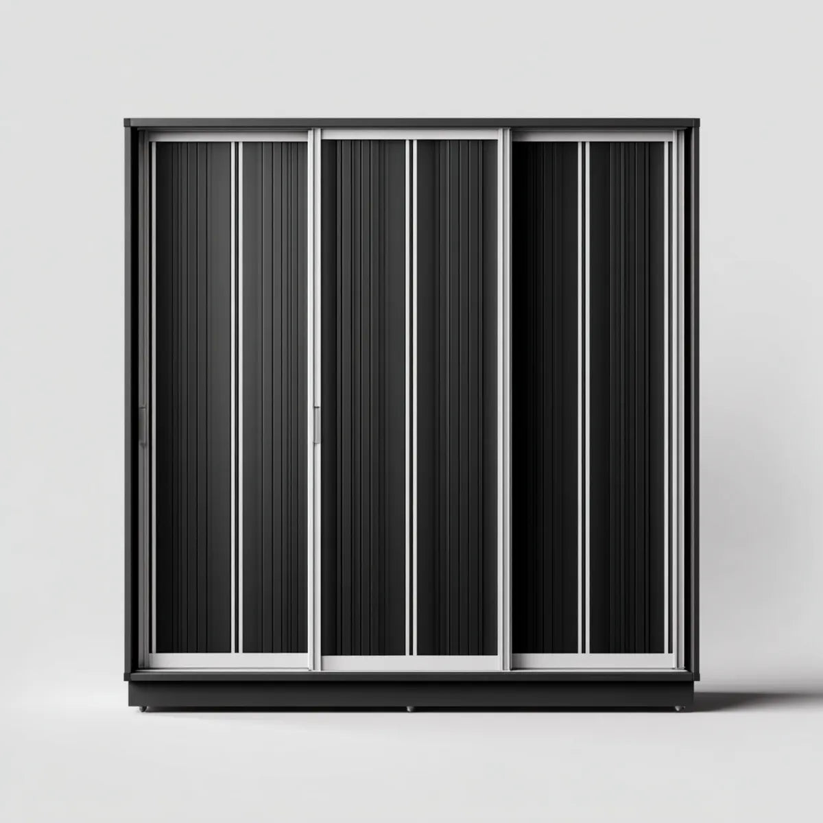 Schiebetürenschrank Kleiderschrank Schwarz Silber 180 x 60 x 200 cm pulverbeschichteter Stahl rechteckig