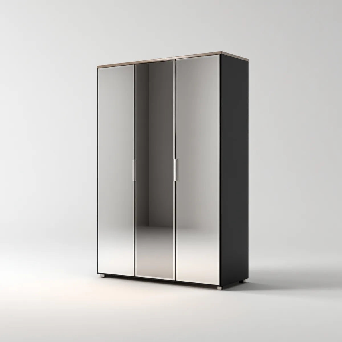 Drehtürenschrank mit Spiegeln Schwarz Grau 120 x 60 x 200 cm Spanplatte Rechteckig