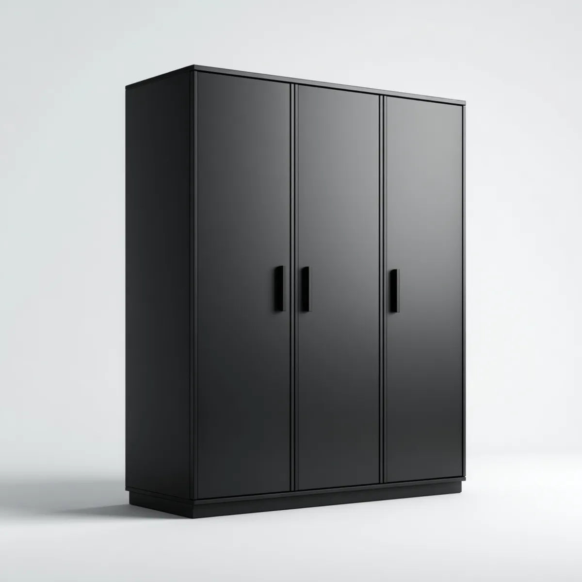 Kleiderschrank mit 3 Drehtüren Schwarz 150 x 60 x 200 cm Spanplatte Rechteckig