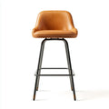 Barstuhl Cognac 92 x 48 x 53 cm mit Rückenlehne PU-Kunstleder Stahlgestell