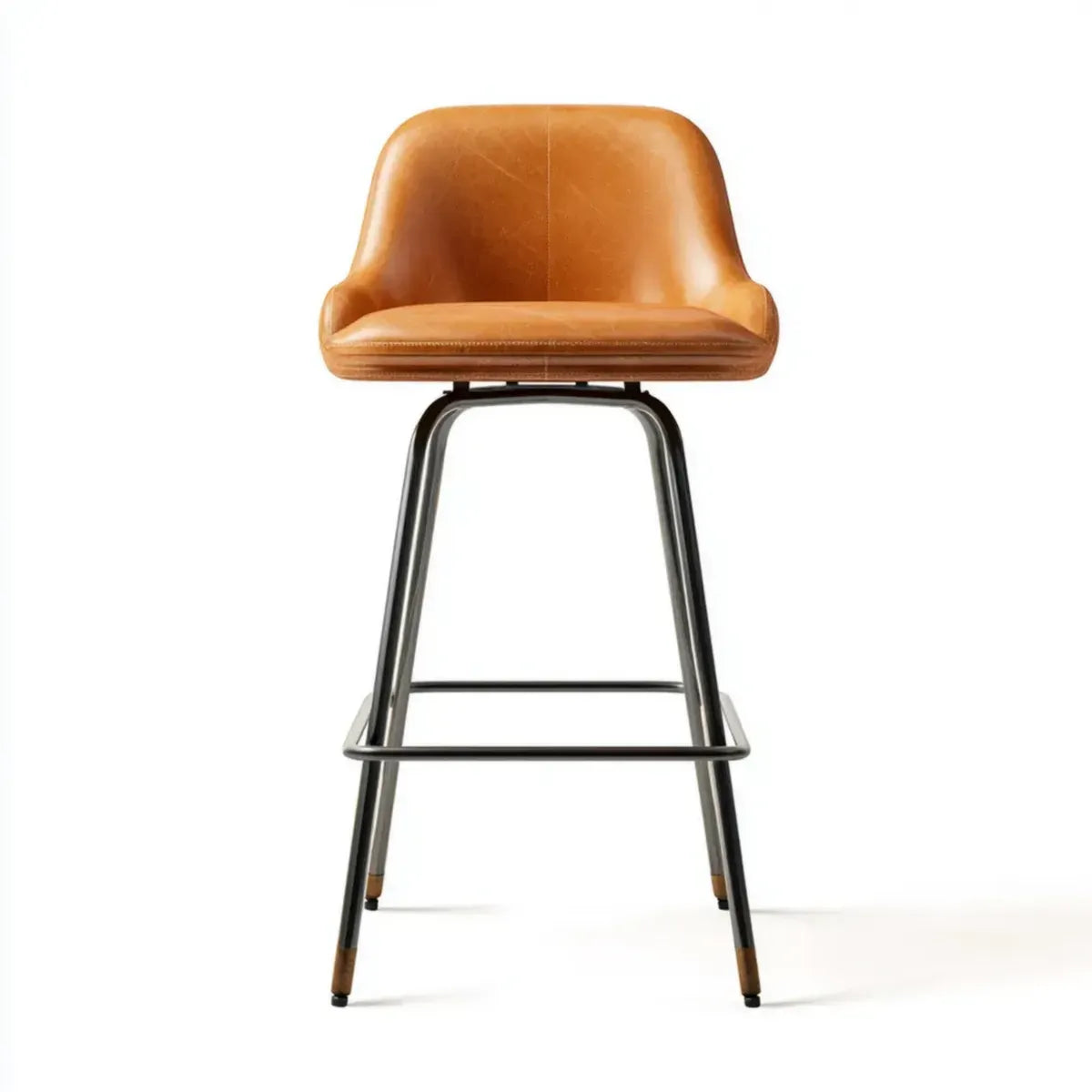 Barstuhl Cognac 92 x 48 x 53 cm mit Rückenlehne PU-Kunstleder Stahlgestell