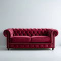 Chesterfield Sofa 3-Sitzer Bordeaux 220 x 90 x 75 cm Polyester-Samt Rechteckig