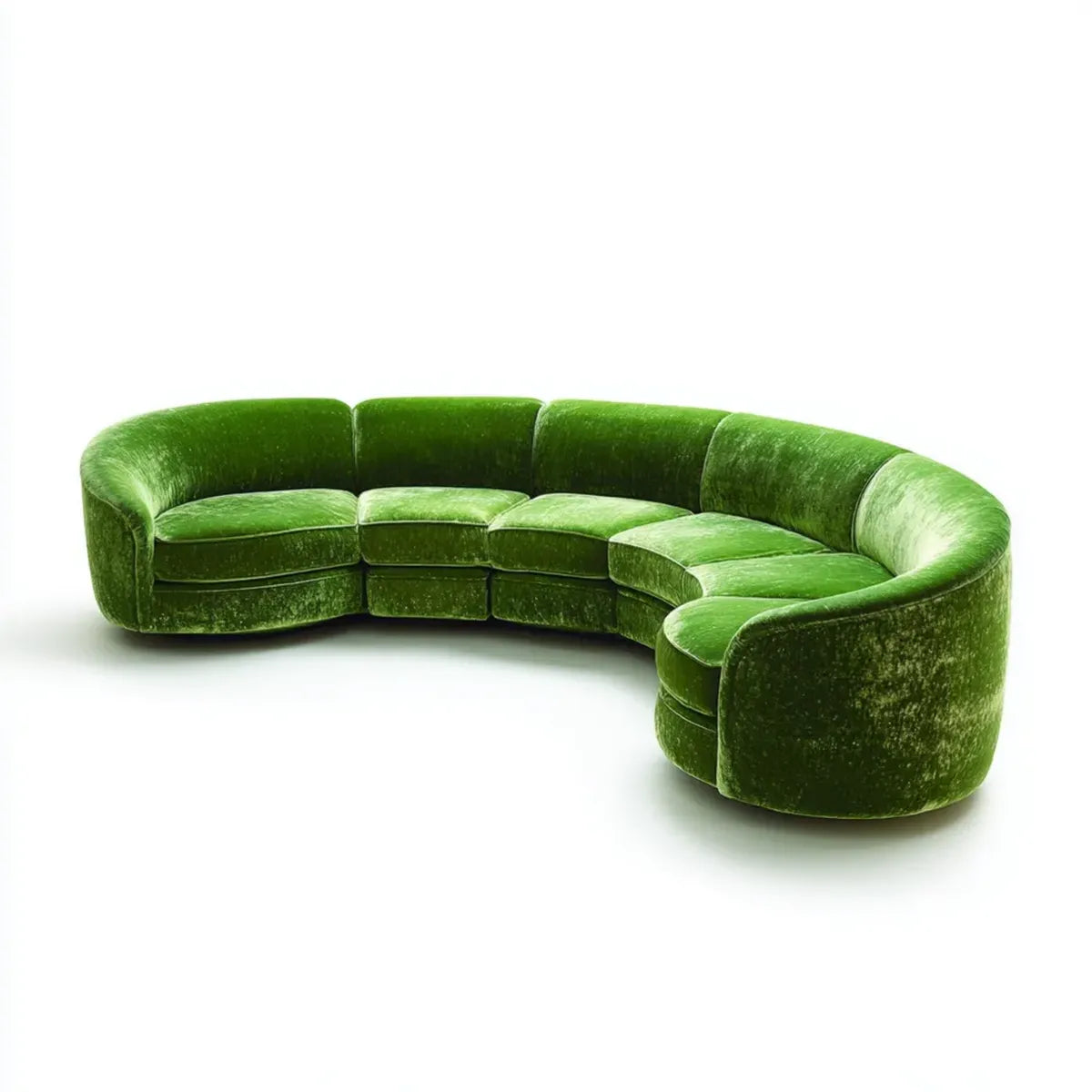 5-Sitzer Ecksofa Grün 330 x 170 x 75 cm Polyester-Samt Halbmondform
