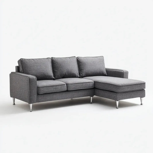 Ecksofa mit Recamiere Grau 250 x 160 x 85 cm Polyester L-Form