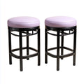 2er Set Barhocker Schwarz Hellrosa Ø 39 cm 65 cm hoch PU-Kunstleder Stahlrohr rund