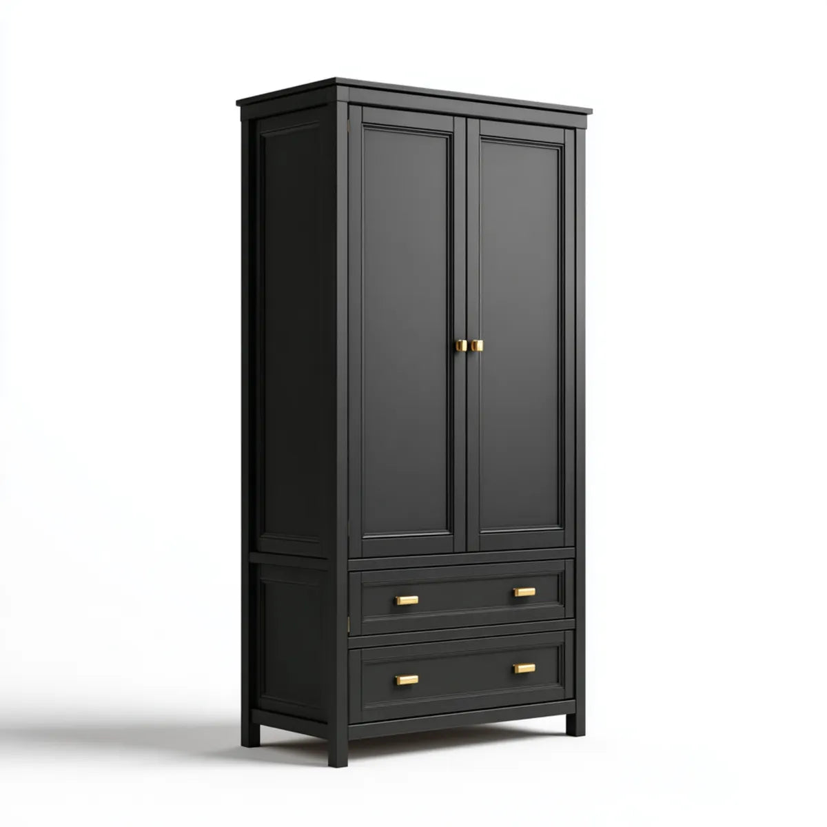 Kleiderschrank Schwarz 90 x 50 x 190 cm aus MDF mit 2 Türen und 2 Schubladen