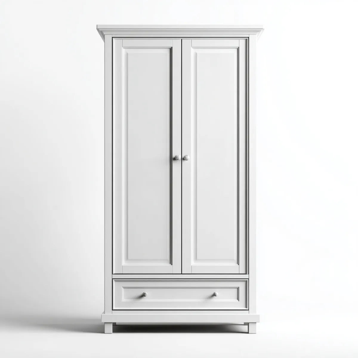 Kleiderschrank mit 2 Türen und Schublade Weiß 100 x 55 x 200 cm Kiefer Massivholz Rechteckig