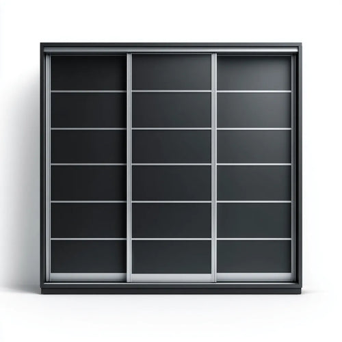 Schwebetürenschrank Schwarz 250 x 60 x 220 cm aus Spanplatte und Aluminium Rechteckig