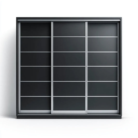 Schwebetürenschrank Schwarz 250 x 60 x 220 cm aus Spanplatte und Aluminium Rechteckig