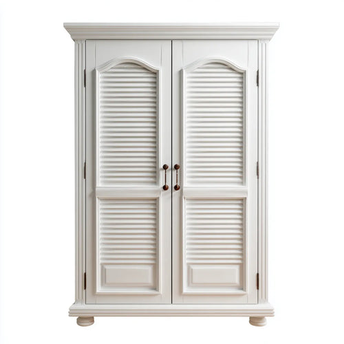 Kleiderschrank 2-türig Weiß 100 x 55 x 200 cm MDF Rechteckig mit Lamellentüren