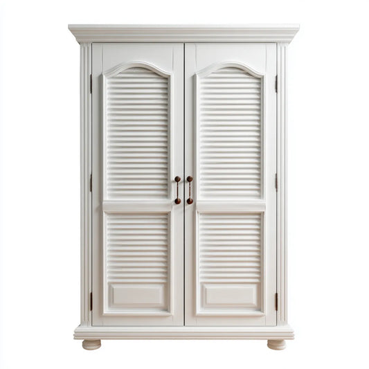 Kleiderschrank 2-türig Weiß 100 x 55 x 200 cm MDF Rechteckig mit Lamellentüren