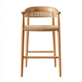 Barhocker Natur 45 x 52 x 98 cm aus Eichenholz mit Rattan Sitzfläche