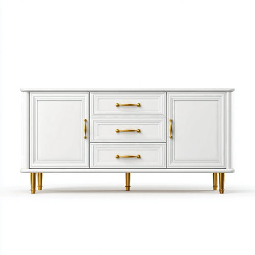 Sideboard Weiß 160 x 40 x 90 cm aus MDF mit 3 Schubladen und 2 Türen Rechteckig