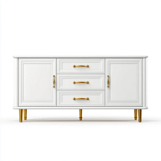 Sideboard Weiß 160 x 40 x 90 cm aus MDF mit 3 Schubladen und 2 Türen Rechteckig