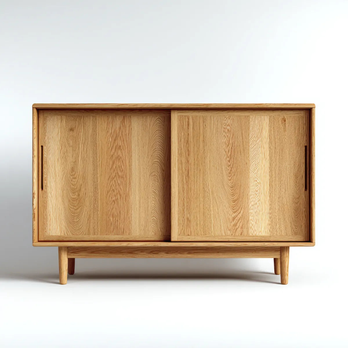 Sideboard mit Schiebetüren Eiche Natur Massivholz Rechteckig 120 x 40 x 80 cm