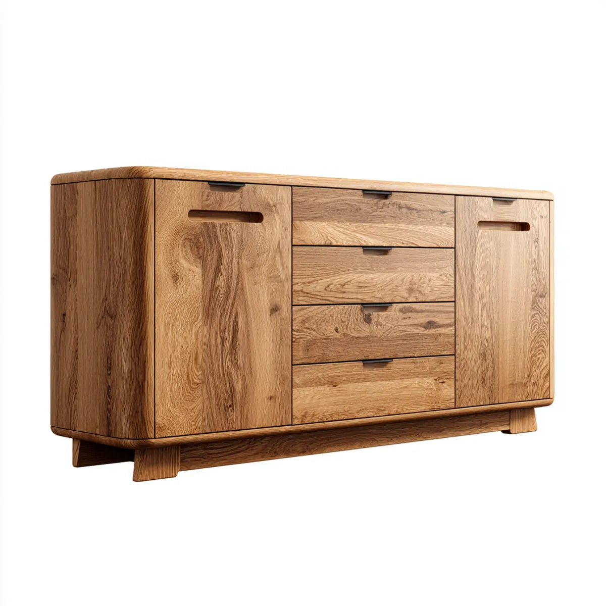 Sideboard Eiche massiv Natur 160 x 45 x 85 cm mit 2 Türen und 4 Schubladen rechteckig