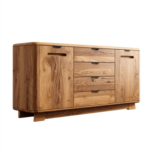 Sideboard Eiche massiv Natur 160 x 45 x 85 cm mit 2 Türen und 4 Schubladen rechteckig