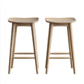 Barhocker 2er-Set Natur 45 x 39 x 65 cm aus Eichen-Massivholz mit abgerundet rechteckiger Sitzfläche