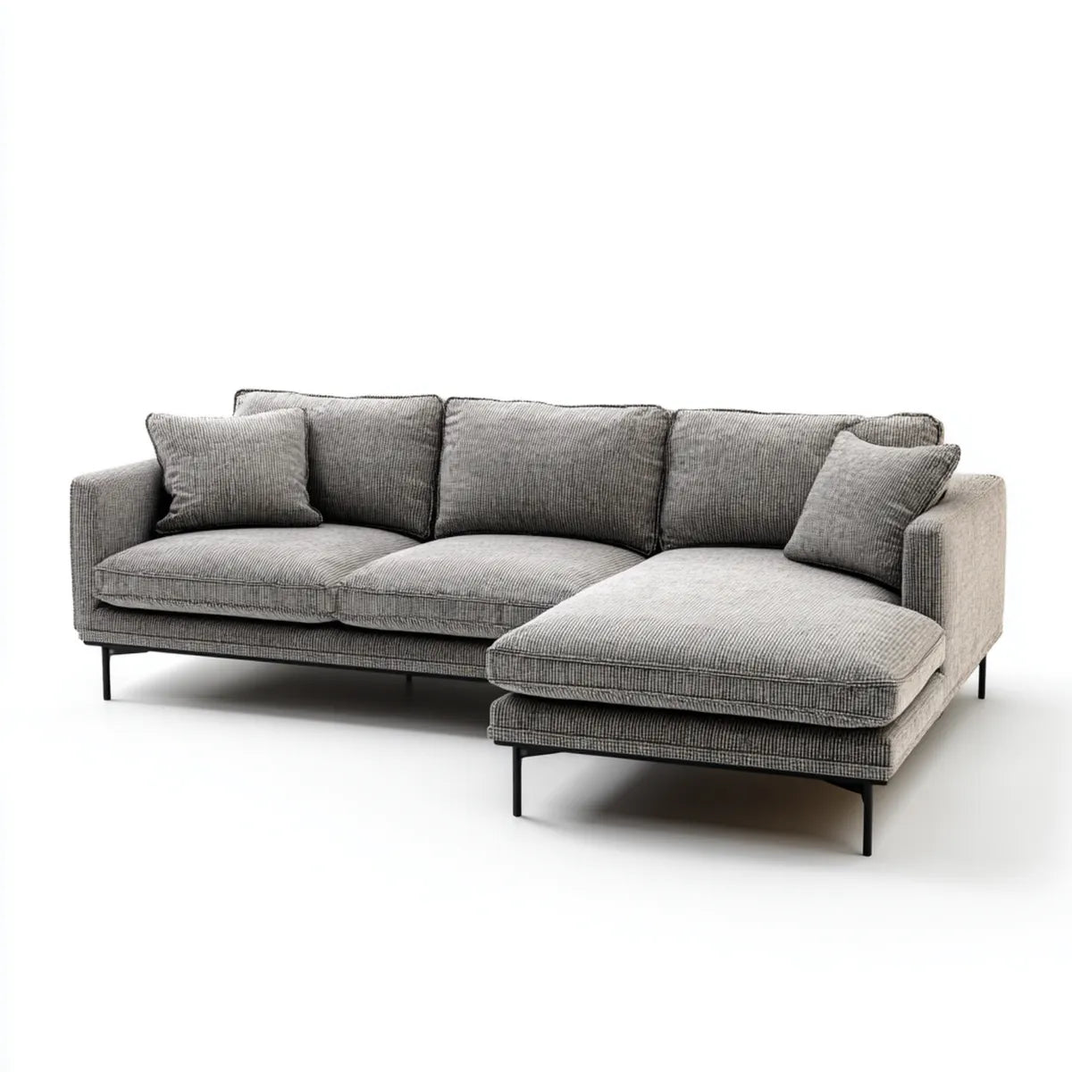 Ecksofa mit Recamiere rechts Grau 280 x 170 x 85 cm Polyester L-Form