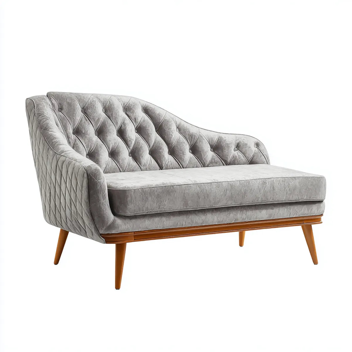 2-Sitzer Sofa Grau 150 x 85 x 90 cm Samtbezug mit Knopfheftung geschwungene Form