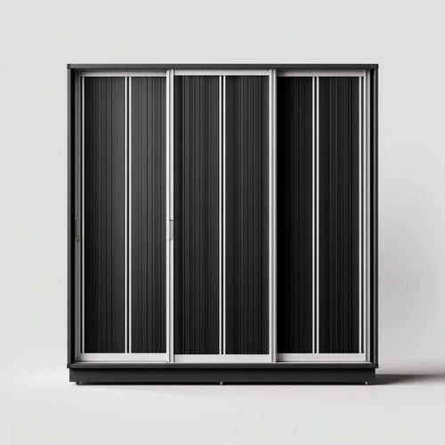 Schiebetürenschrank Kleiderschrank Schwarz Silber 180 x 60 x 200 cm pulverbeschichteter Stahl rechteckig