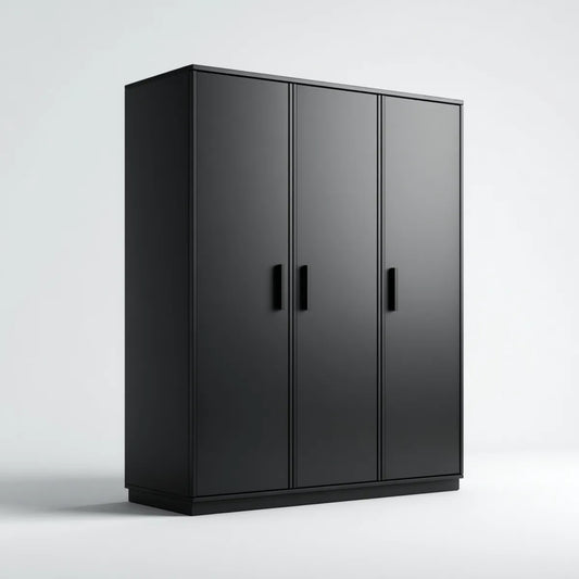 Kleiderschrank mit 3 Drehtüren Schwarz 150 x 60 x 200 cm Spanplatte Rechteckig
