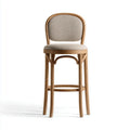 Barhocker mit Rückenlehne Naturbeige aus massivem Eichenholz und Polyester 48 x 52 x 101 cm