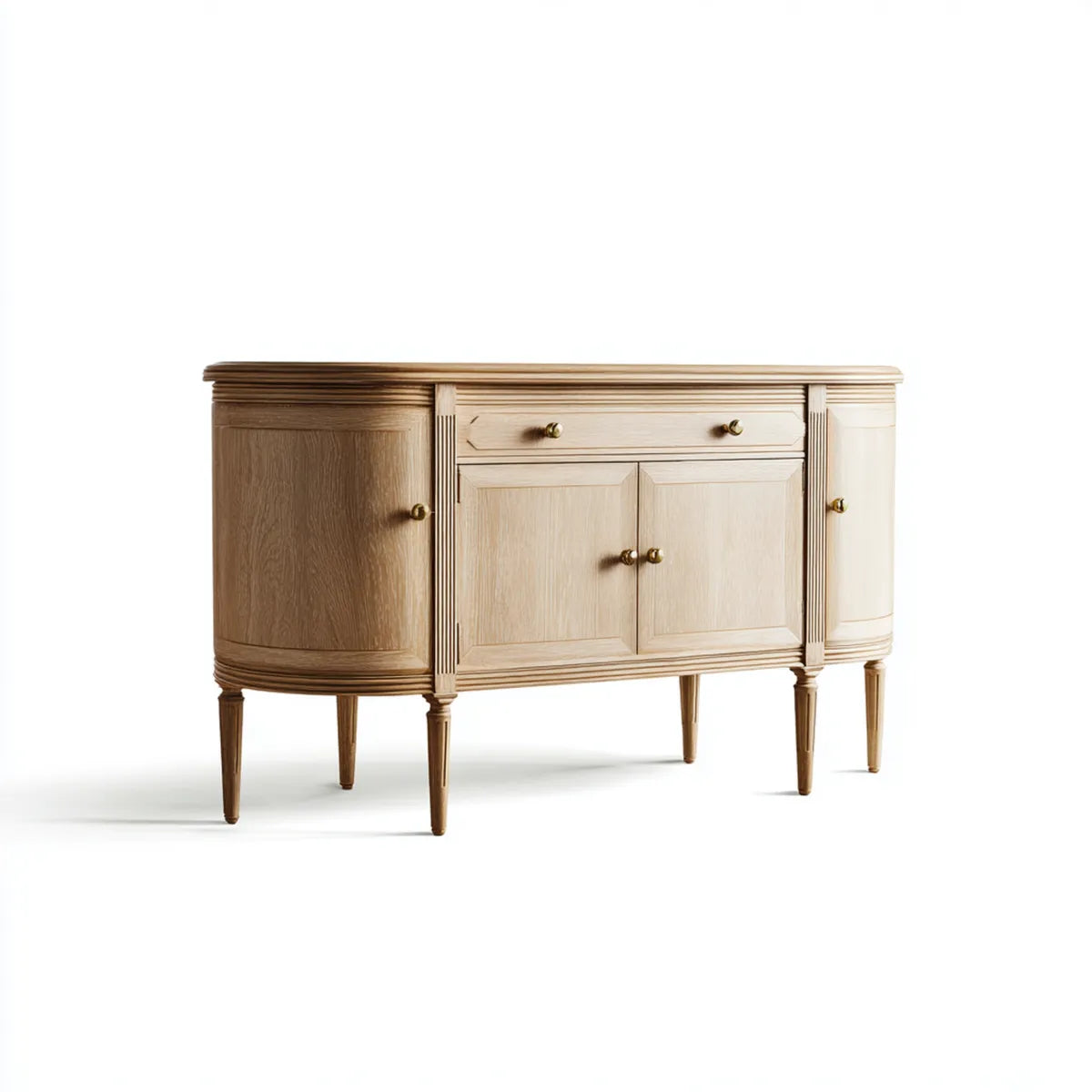 Sideboard Natur Eiche 160 x 45 x 90 cm aus MDF mit Eichenfurnier abgerundete Form