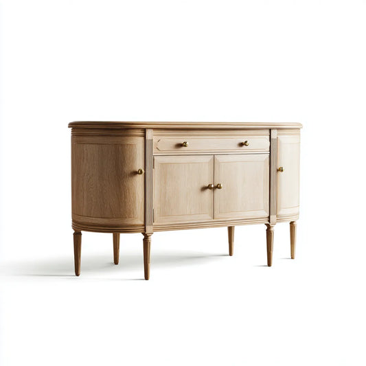 Sideboard Natur Eiche 160 x 45 x 90 cm aus MDF mit Eichenfurnier abgerundete Form