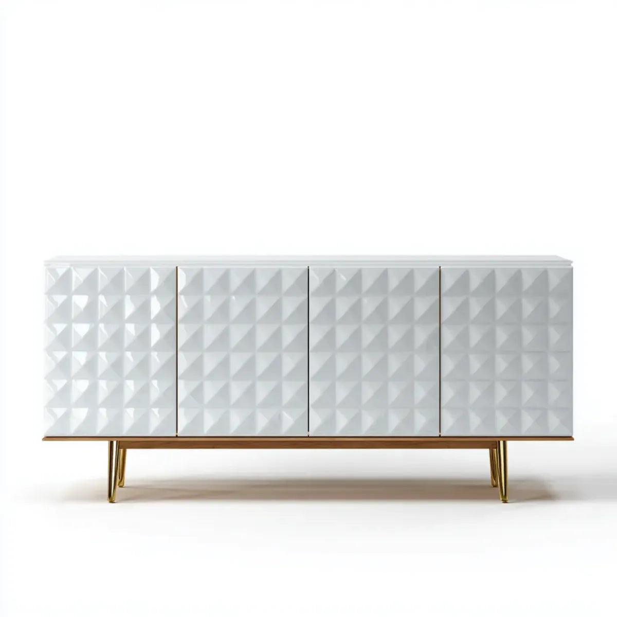 Sideboard mit 4 Türen Weiß Goldfarben 180 x 40 x 80 cm MDF Rechteckig