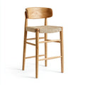Barhocker Eichenholz Natur 45 x 52 x 96 cm mit Papierkordel Sitzfläche